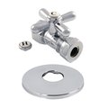 Kingston Brass 1/2" FIP x 1/2" or 7/16" Slip Joint Quarter-Turn Straight Stop Valve with Flange, Polished Chrome CC44151XK